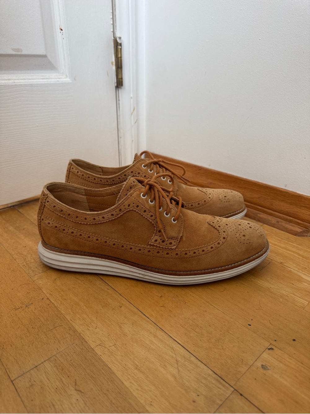 Cole Haan Men’s Suede Wingtip Oxfords in Tan Men’s 11